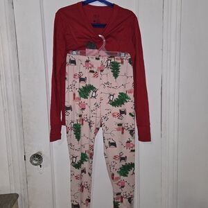 Red and Pink Christmas Kids Pajamas